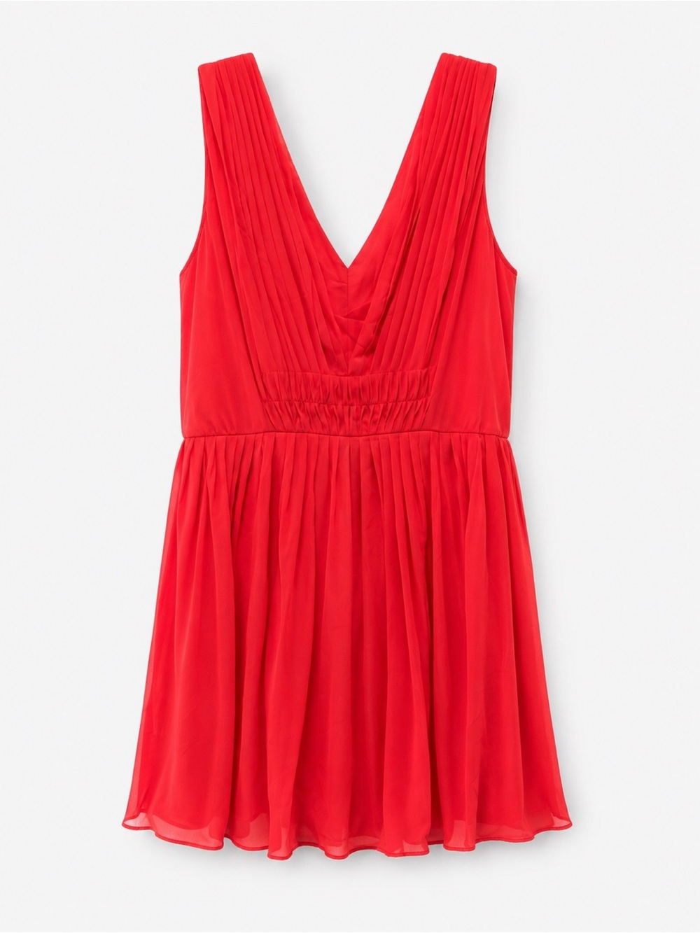 Calvin Klein‎ Sleeveless V-Neck Coral-Red Chiffon Cocktail Dress - Picture 4 of 5